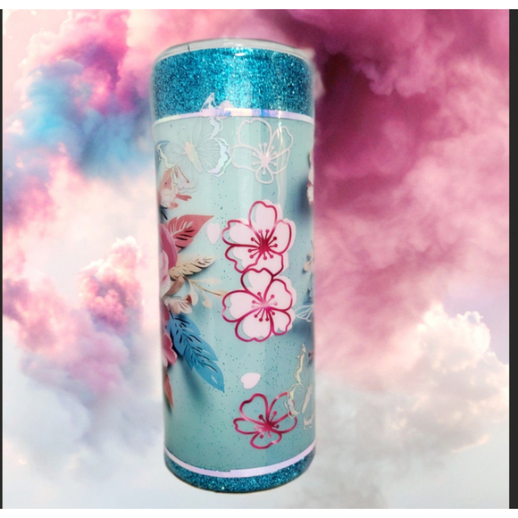 3D Flower butterfly 30oz tumbler - Picture 2 of 4